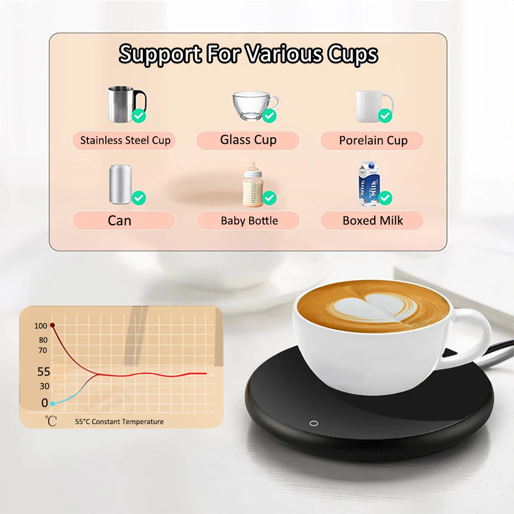 Mug Warmer USB Cup Warmer Coffee Cup Heater Thermostatic Heating Coaster Cup Electric Milk Tea Coffee Mug Warmer for Office Home Peaceful Pleasures Health and Wellness