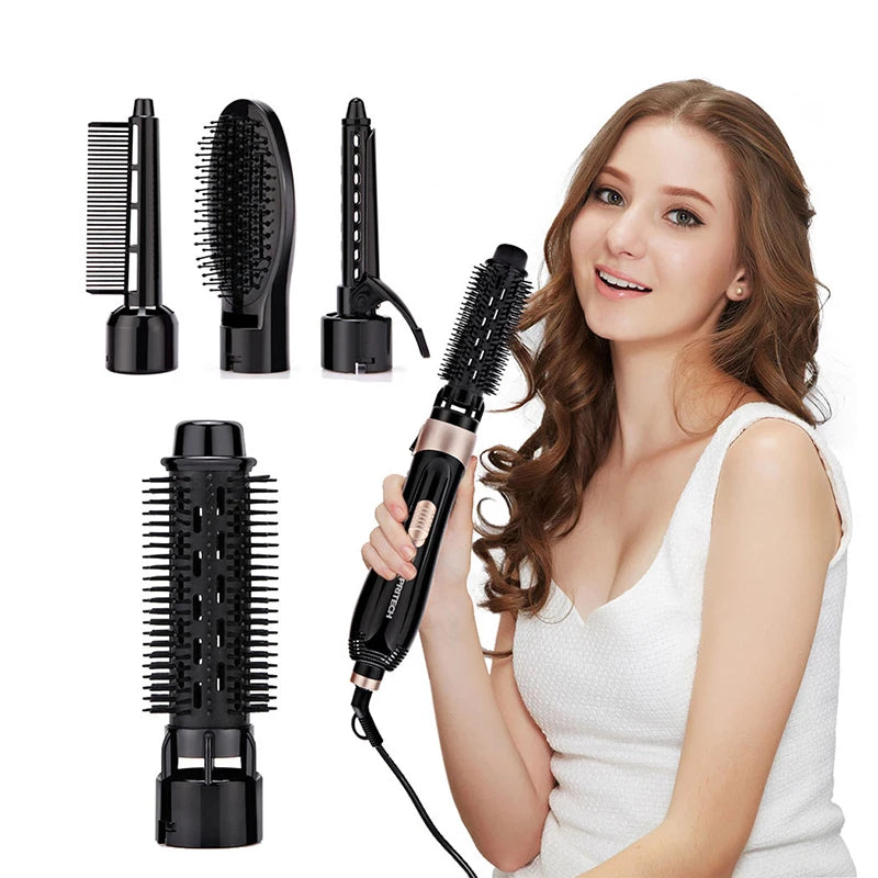 Electric Hair Dryer Blow Dryer Comb Rotating Hot Air Brush Hairdryer Hair Blower Brush 4 in 1 Hotel Household Salon Professional Peaceful Pleasures Health and Wellness