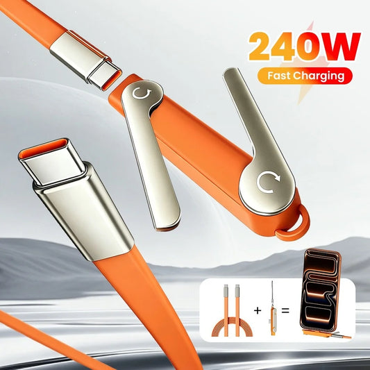 240W 2-in-1 USB-C Fast Charging Cable with Bracket & OTG USB-C Charging Cable Peaceful Pleasures Health and Wellness