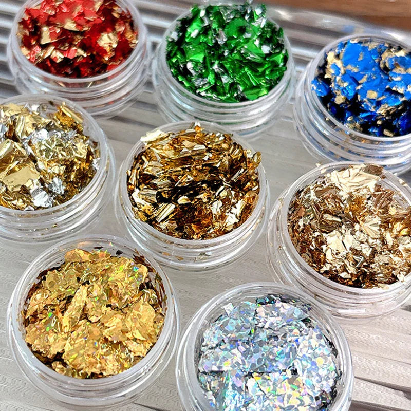1Box Gold Foil Fragment Nail Glitter For DIY Nails Sticker Art Nail Decorations Multi Color Gold Leaf Flakes Peaceful Pleasures Health and Wellness