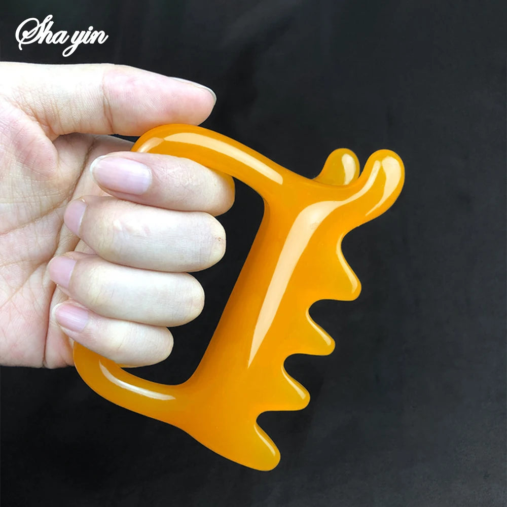 Resin Gua Sha Massage Comb, Double-Sided Body Scraping Tool for Back Neck Face, Blood Circulation Acupressure Massager Peaceful Pleasures Health and Wellness