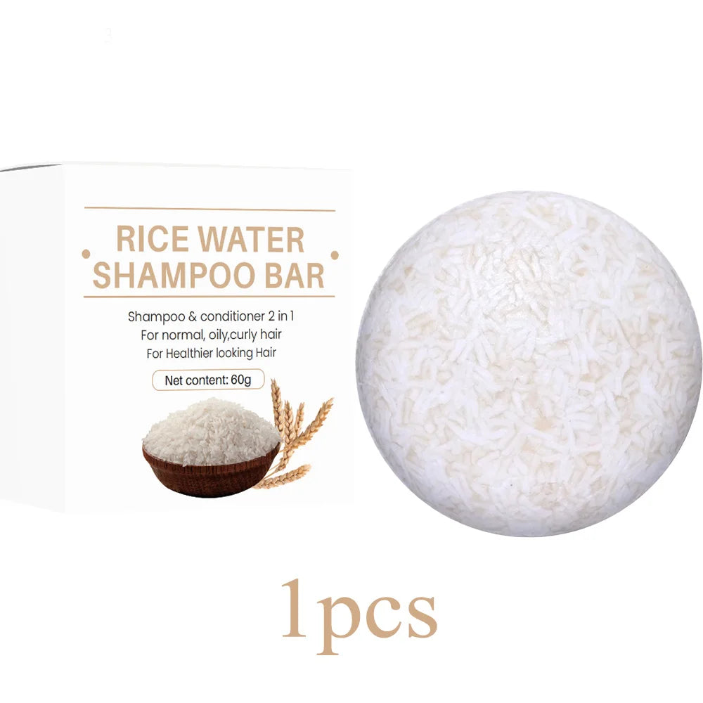 Organic Rice Shampoo Soap Bar Oil Free Conditioning Soap Rice Water Protein Nourishing Anti-loss Hair Hair Growth Soap Bar Peaceful Pleasures Health and Wellness 1pcs