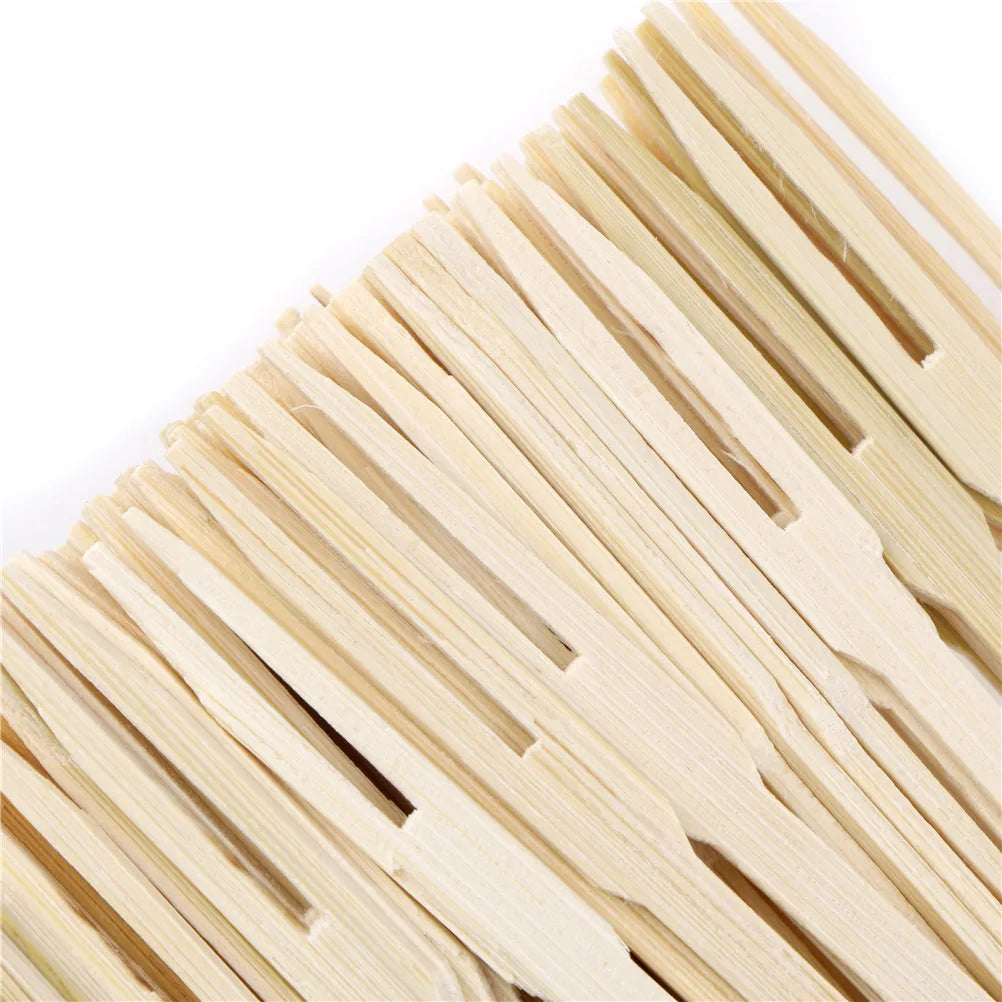 100PCS Bamboo Disposable Fruit & Dessert Forks | Party Tableware
