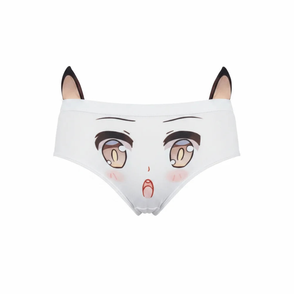 3D Ear Animal Print Women's High-Rise Briefs – One Size XS–L