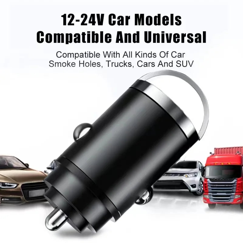 100W Dual Port Mini Car Charger QC3.0 & USB-C PD Fast Charge