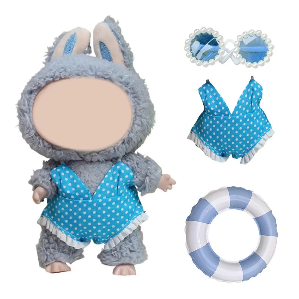 Summer Swim Set for 17cm Dolls – Bikini, Ring & Sunglasses