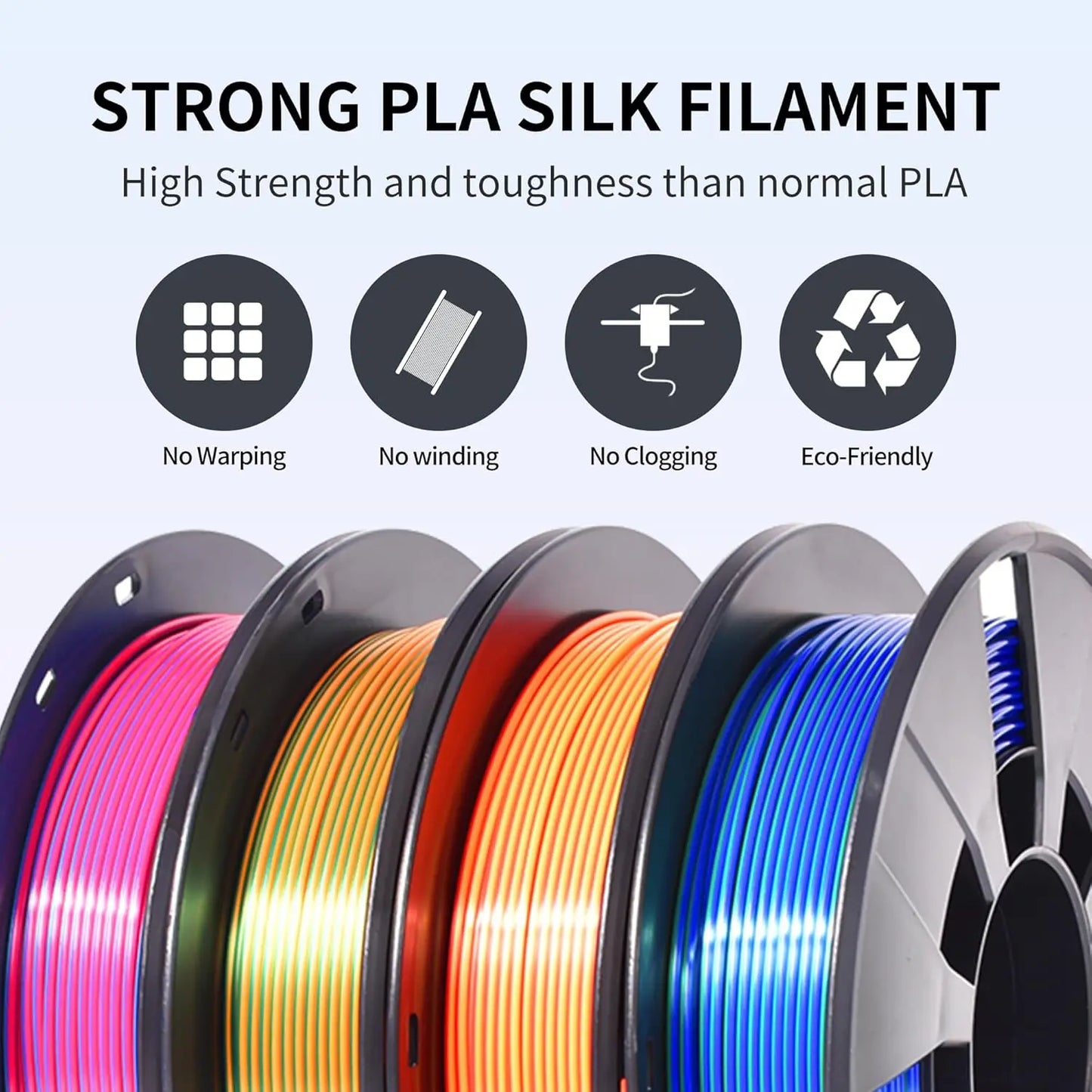 Silk Dual Color PLA Filament 1.75mm – 4 Spools | DINGSUN 3D