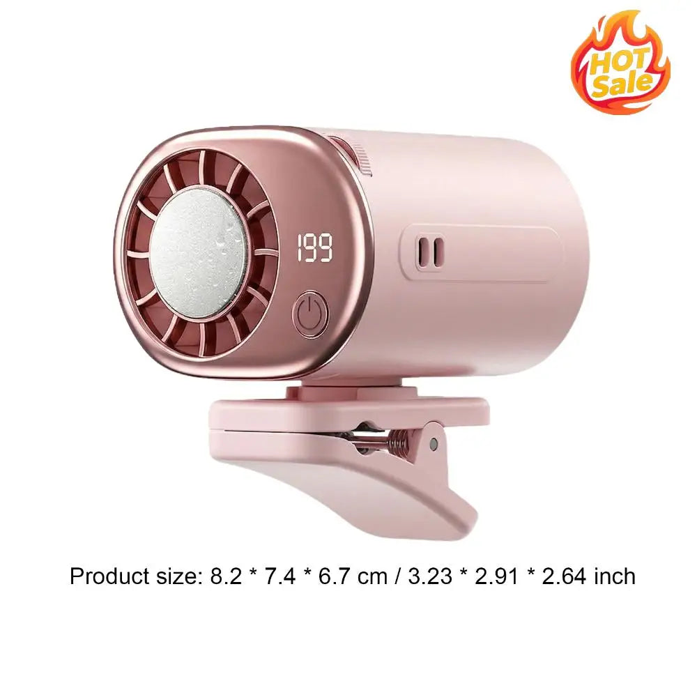 USB Rechargeable Clip Fan – 199 Speeds, LED, 2000mAh Battery