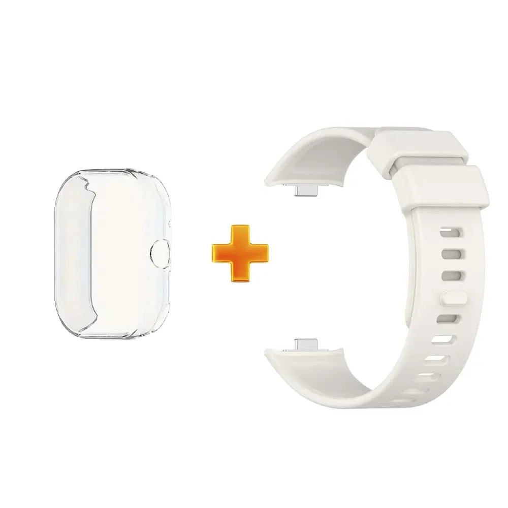 Redmi Watch 4 Silicone Strap + TPU Case Set | Shockproof Cover Peaceful Pleasures Health and Wellness WHITE