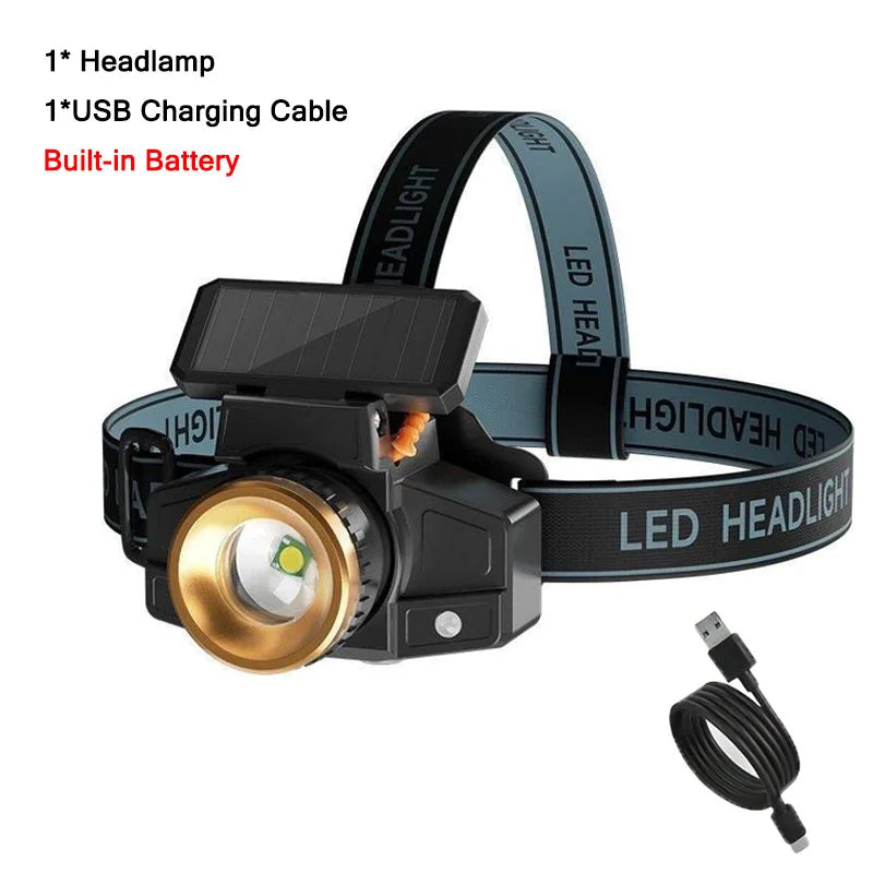 Solar LED Headlamp Motion Sensor | Rechargeable Head Torch