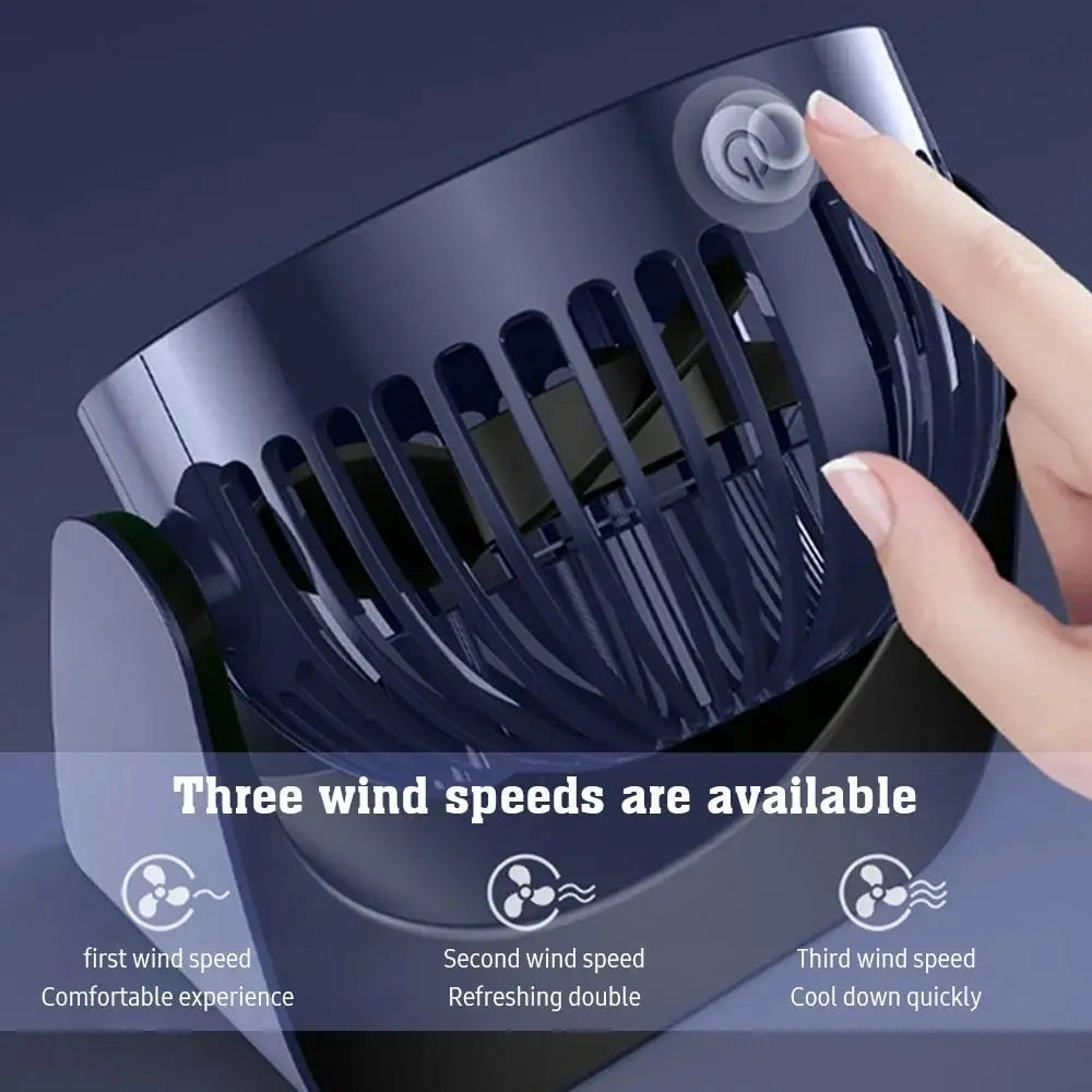 2000mAh Rechargeable Portable Desktop Fan – 360° 3-Speed