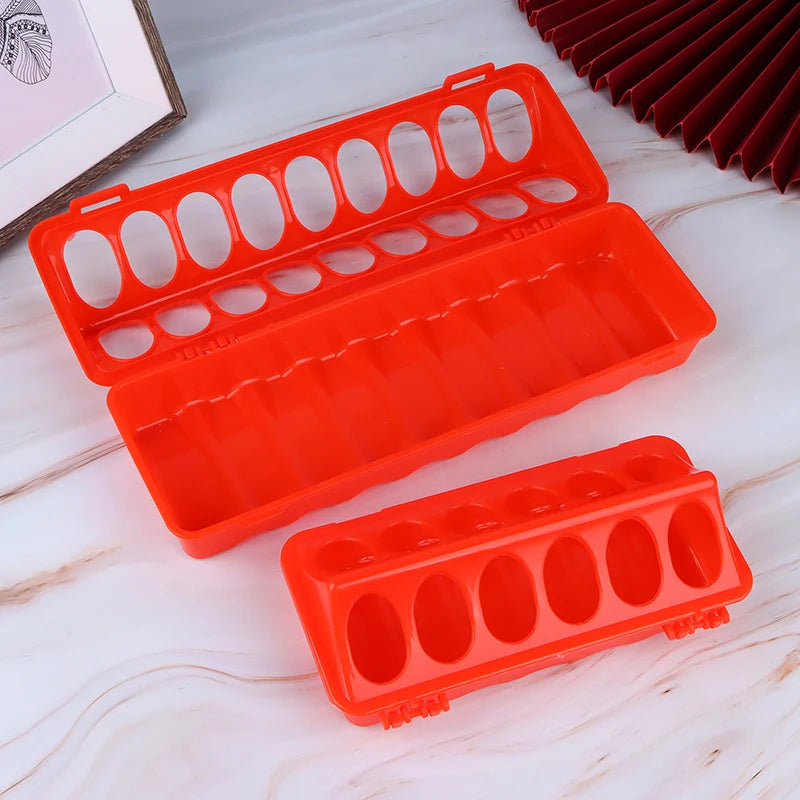 Household Red Double Row 12/18 Holes Poultry Ground Feeder Plastic Clamshell Feeding Chicken Groove Farm Breeding Supplies Peaceful Pleasures Health and Wellness