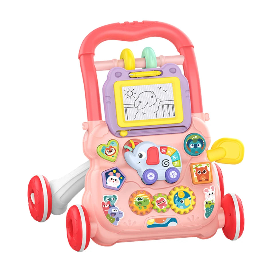Baby Cartoon Push Walker Toys Music Drawing Board Multifunction