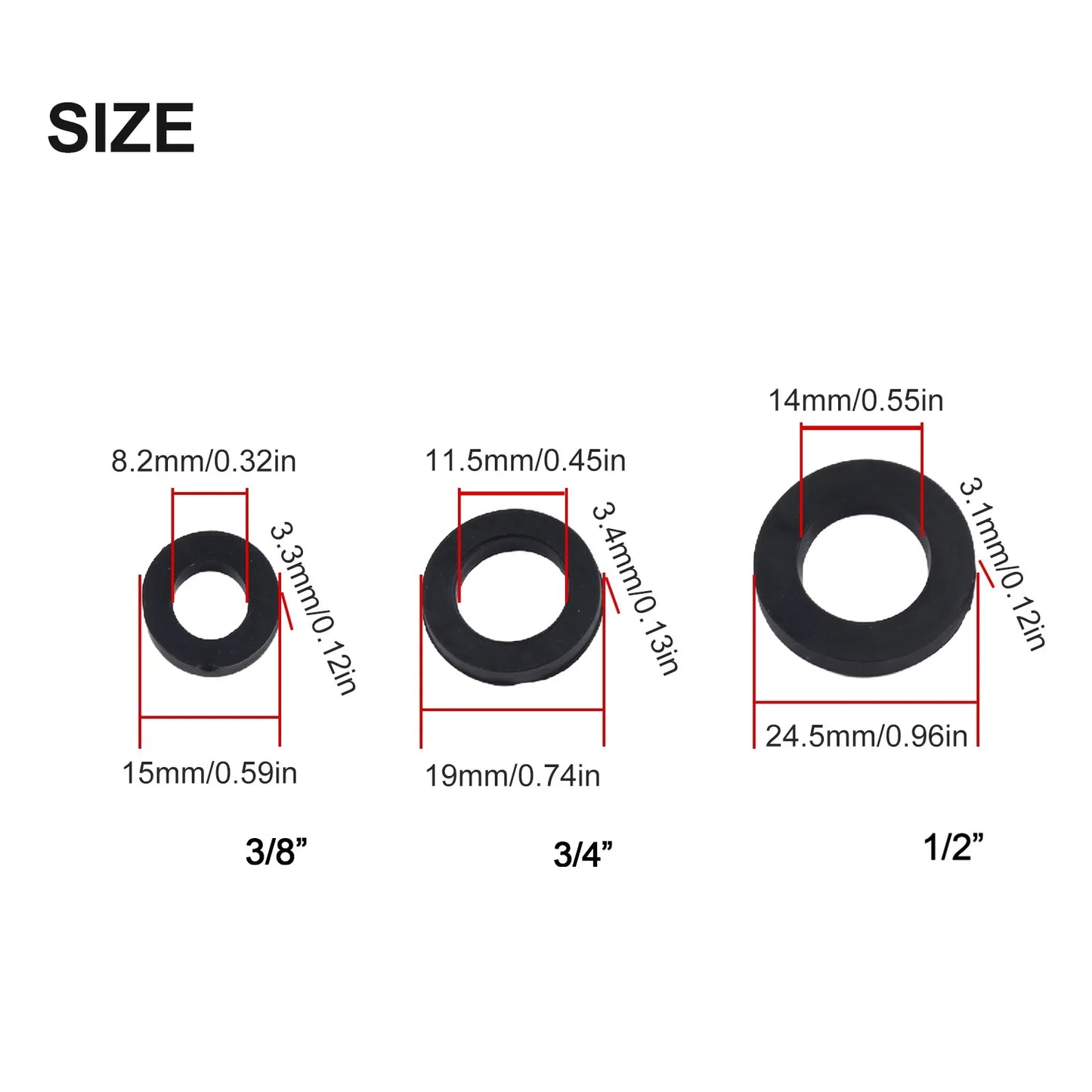 13-Piece Rubber Tap Washer Set – 3/8" 1/2" 3/4" O-Ring Seals