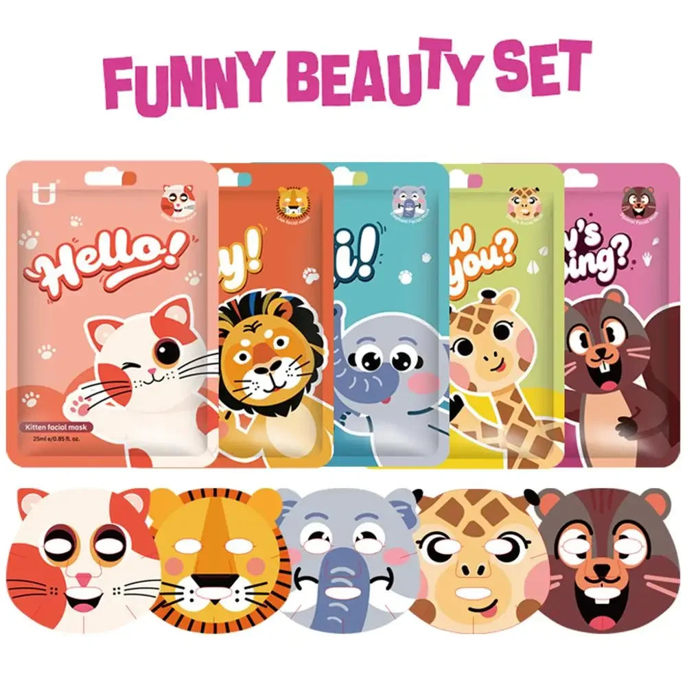 Cute Animal Character Sheet Masks, Deep Moisturizing Soothing Face Masks for Kids Teens Women Girls Night Party Skin Care Spa Peaceful Pleasures Health and Wellness