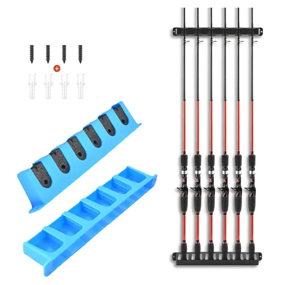 Wall-Mounted Fishing Rod Holder – 6-Rod Metal Storage Rack
