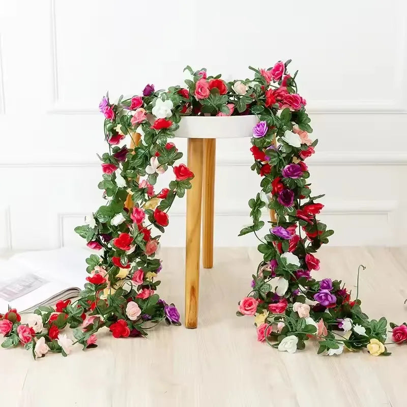Artificial Silk Rose Vine Garland 2.4m | Wedding & Home Decor