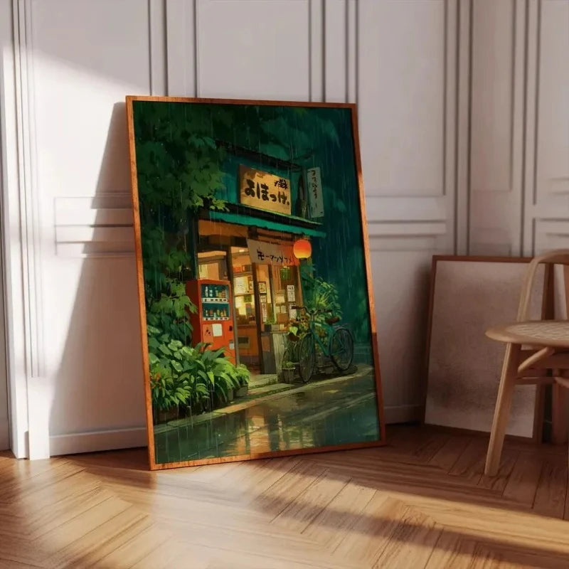 Japanese Anime Tokyo Teahouse Canvas Poster | Ghibli Wall Art Canvas Wall Art Peaceful Pleasures Health and Wellness
