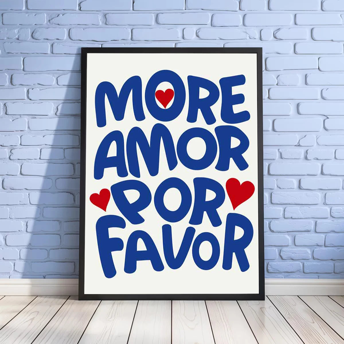 Más Amor Por Favor Love Quote Canvas Wall Art | Pink Blue