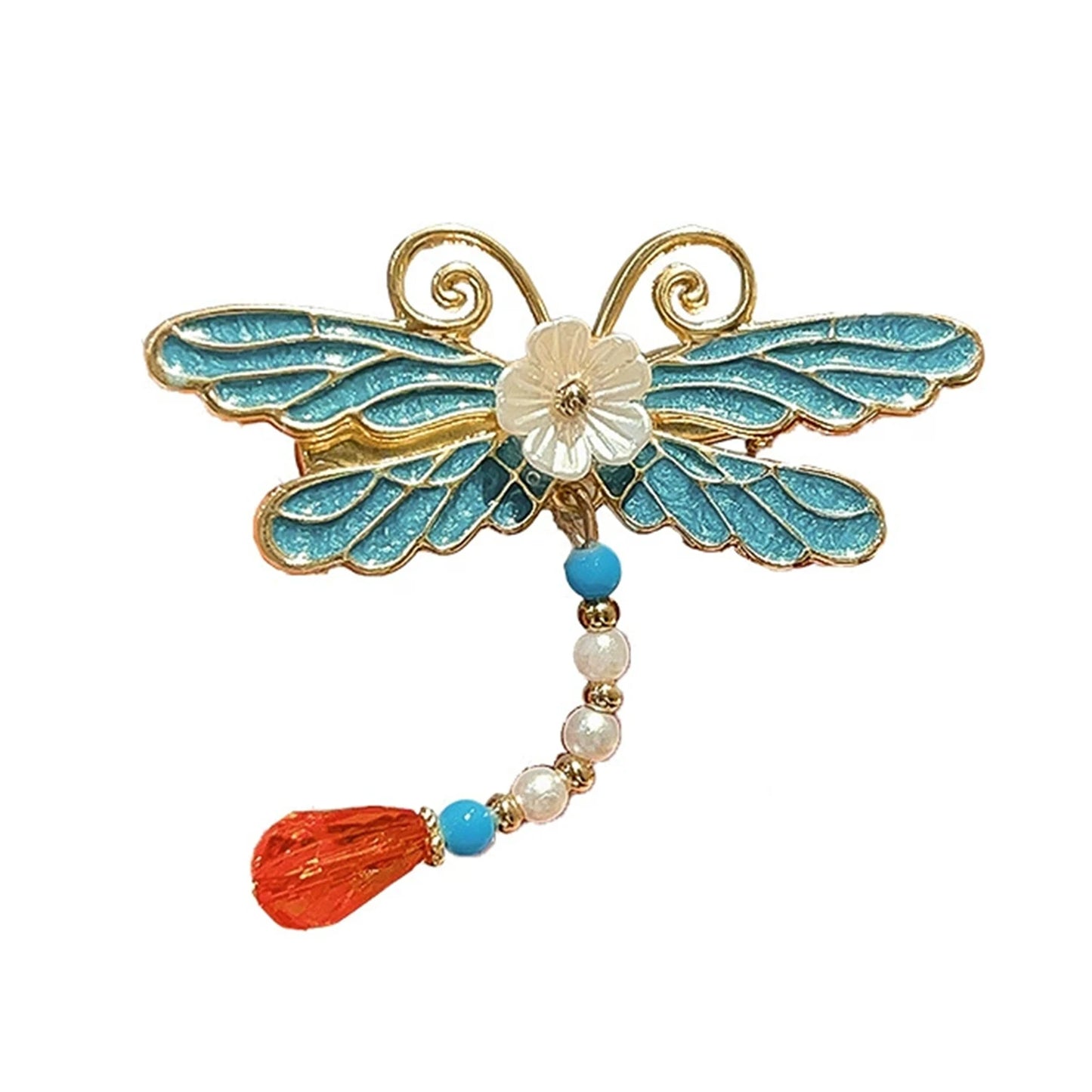 Classical Cloisonne Hairpin with Tassel Design New Chinese Style Wedding Hair Accessories for Hanfu and Cheongsam Peaceful Pleasures Health and Wellness Dragonfly clip