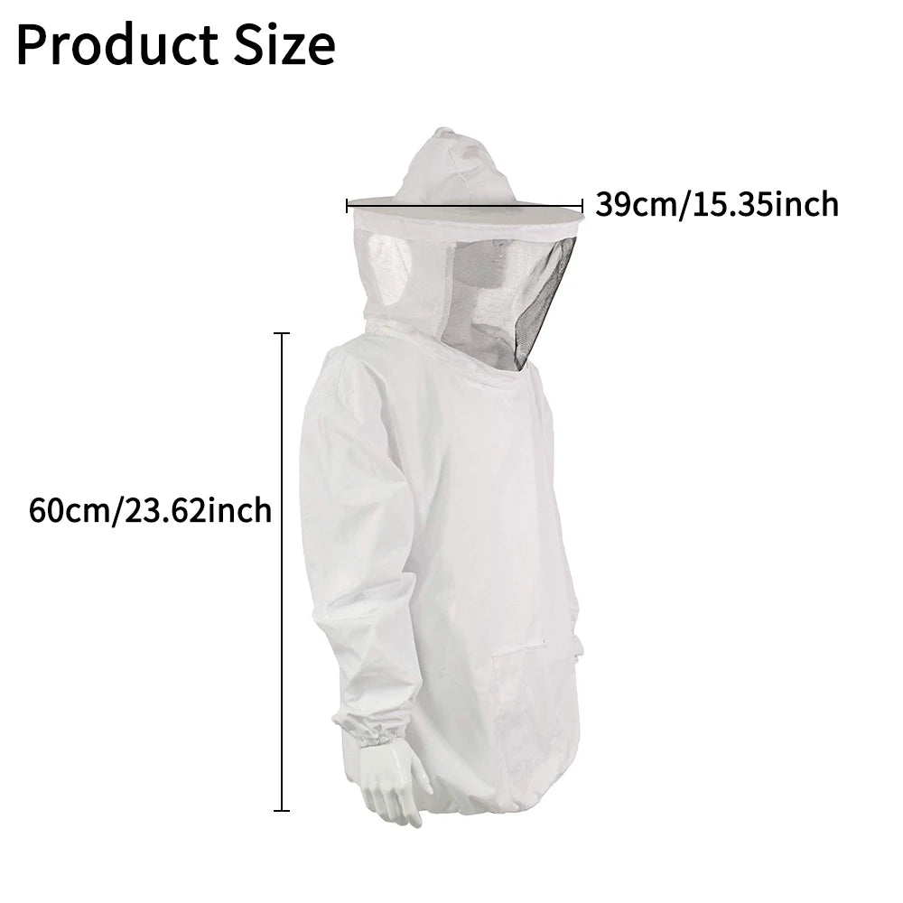 Protective Beekeeping Jacket Veil Smock Equipment Beekeeping Hat Sleeve Beekeeper Suit Apiculture Bee Dress Peaceful Pleasures Health and Wellness white 4XL