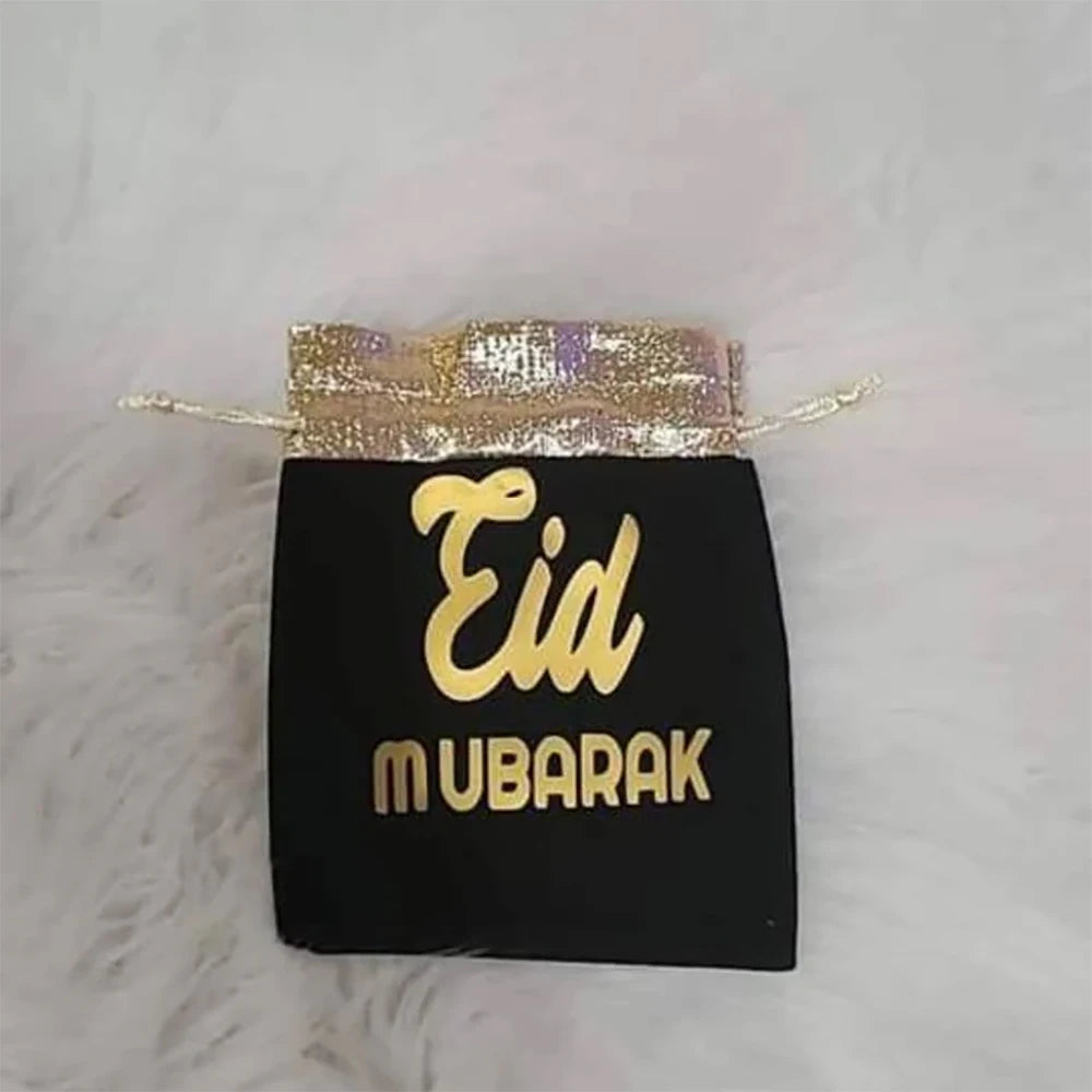 5-Pack Eid Mubarak Velvet Gift Bags | Ramadan Eidi Pouches Velvet Gift Bags Peaceful Pleasures Health and Wellness