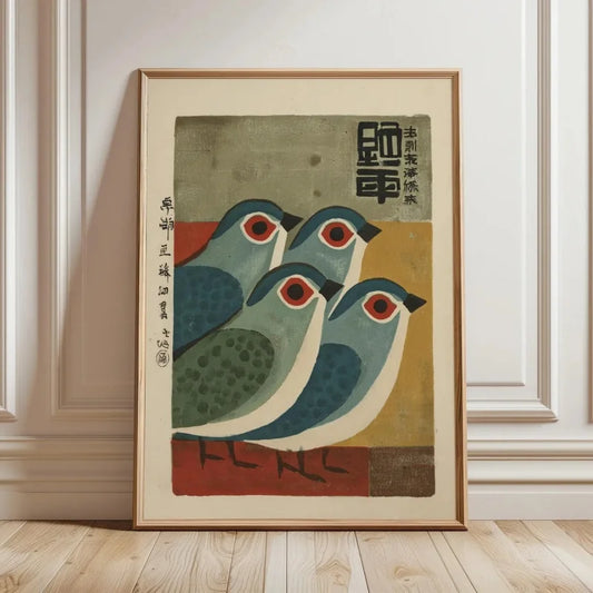 Japanese Retro Blue Bird Canvas Art Print | Minimalist Wall Decor Canvas Art Print Peaceful Pleasures Health and Wellness ZLH10624 40x60cm