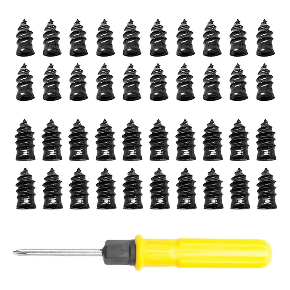 Tire Repair Nails 20 S+20 L with Screwdriver, Rubber Puncture Repair Plugs for Car Motorcycle Truck Bus Agricultural Tires Peaceful Pleasures Health and Wellness 1 set