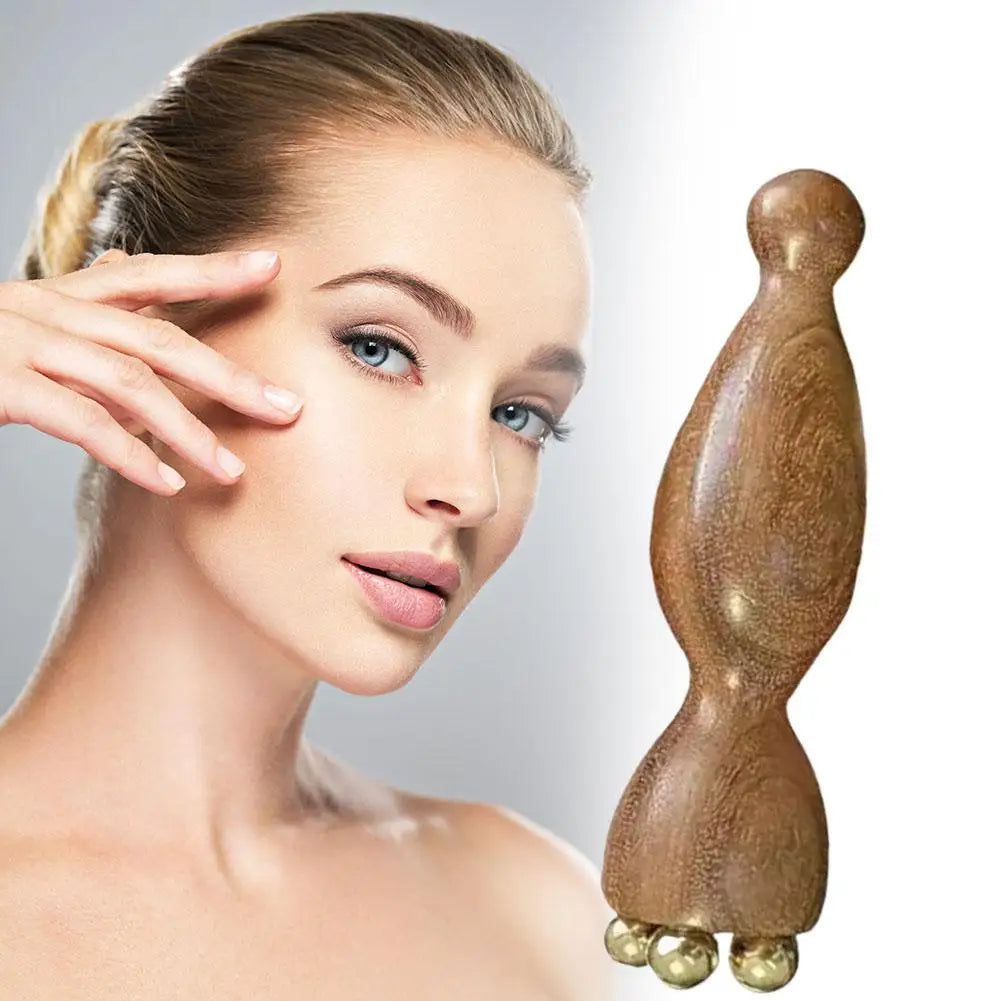 Brass Rosewood Gua Sha Facial Massager | Lotus Acupoint Tool