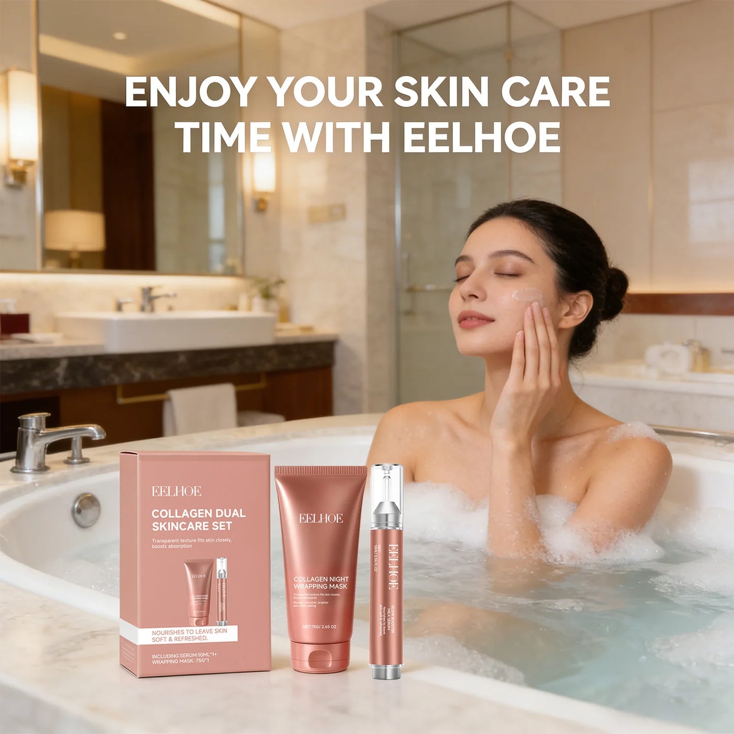 EELHOE Collagen Face Mask & Serum Set | Hydration & Firming Collagen Skincare Set Peaceful Pleasures Health and Wellness