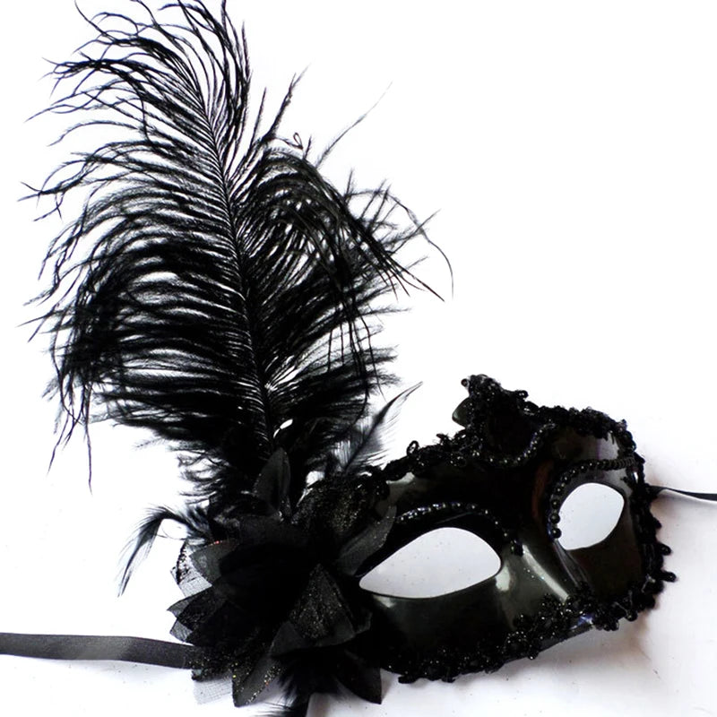Venetian Feather Masquerade Mask for Women | Half Face