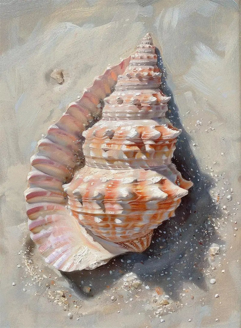 Pink Seashell Starfish Beach Canvas Wall Art | Coastal Decor