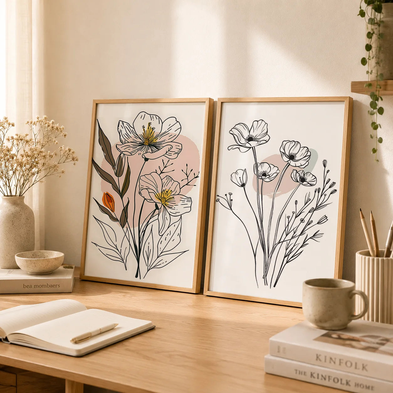 Botanical Flower Canvas Wall Art | Nordic Minimalist Print Canvas Wall Art Peaceful Pleasures Health and Wellness