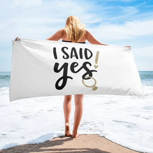 "I Said Yes" Bride Beach Towel | Bachelorette Bridal Gift Bridal Beach Towel Peaceful Pleasures Health and Wellness 70X140CM towel