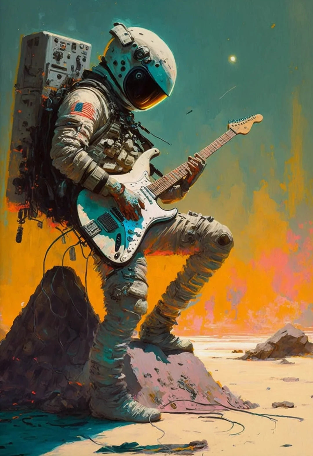 Astronaut Canvas Wall Art | Modern Sci-Fi Space Poster Print Canvas Wall Art Peaceful Pleasures Health and Wellness 5 50x70cm Unframed