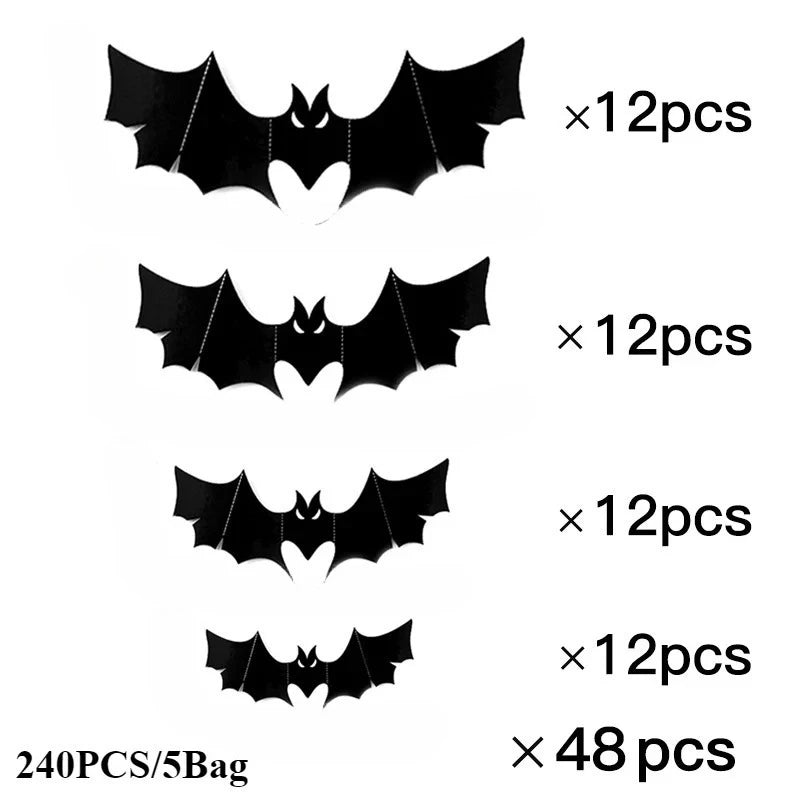 Halloween 3D Black Bat Wall Decals – Hollow Party Stickers