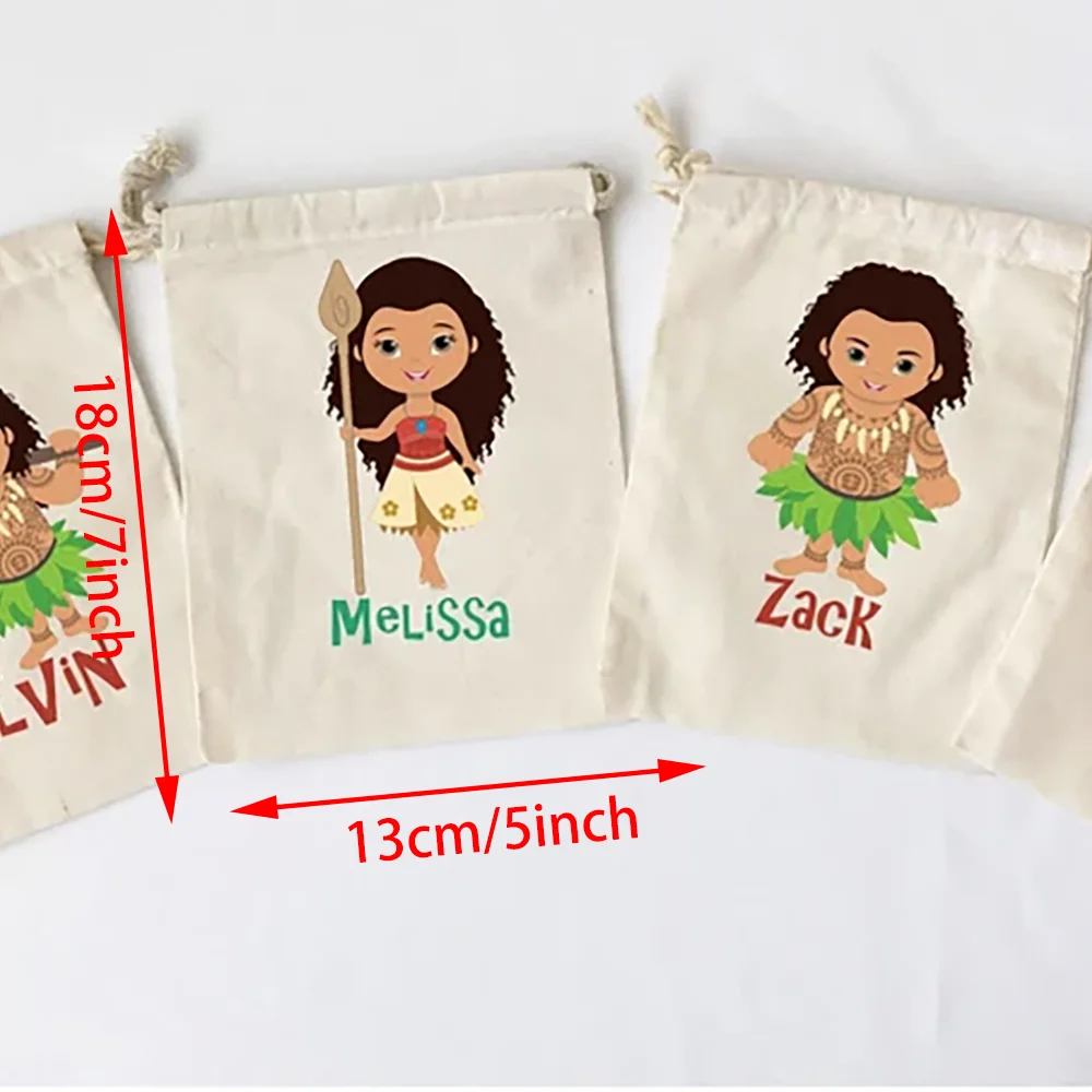 Custom Moana Party Favor Bags 4-Pack | Drawstring Goodie Bags Party Favor Bags Peaceful Pleasures Health and Wellness
