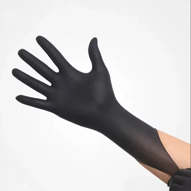 100pcs Disposable Composite Nitrile Black Thick Gloves/powder-free Durable Comfort Beauty Catering Home Protection Food Grade Peaceful Pleasures Health and Wellness