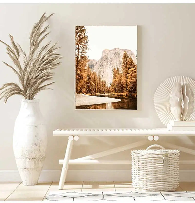 Autumn Landscape Canvas Wall Art | Nature Scenery Animal Print Canvas Wall Art Peaceful Pleasures Health and Wellness