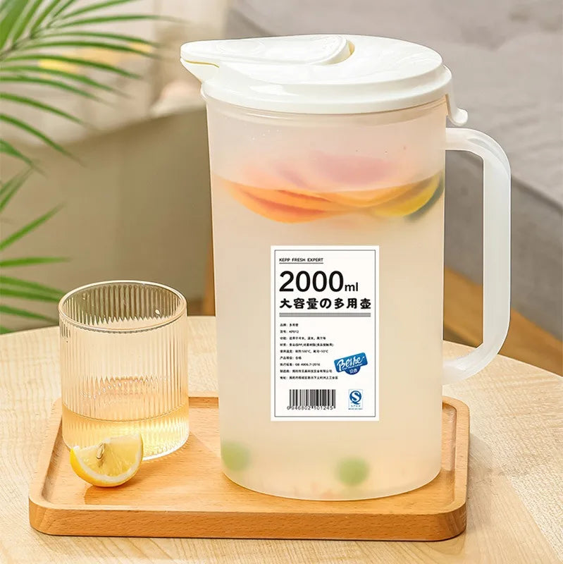 Large Capacity Plastic Juice Pitcher & Water Jug – Heat-Resistant, 1600ml or 2200ml, with Lid