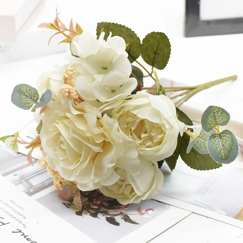 Silk Artificial Rose Bouquet – Wedding & Home Décor Flowers