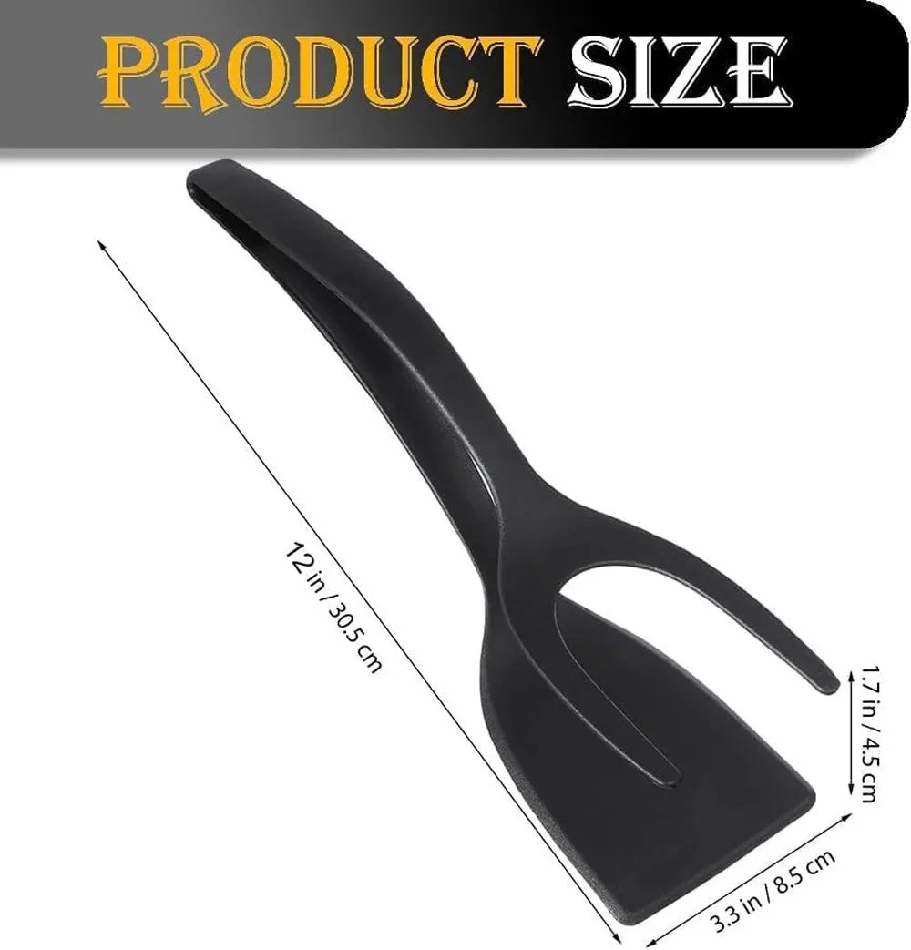 New 2 in 1 Grip Flip Spatula Tongs Egg Flipper Spatula Nylon Non Stick Coating Pancake Fish French Toast Omelet Making Tool Peaceful Pleasures Health and Wellness