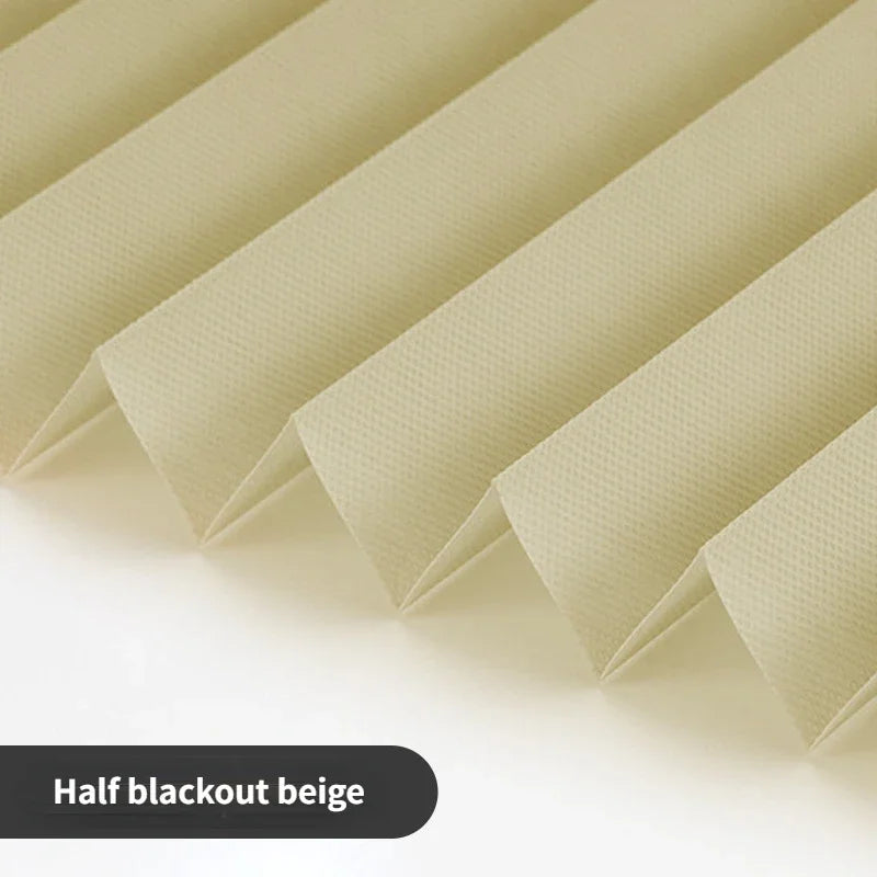5 Size Self-adhesive Pleated Blinds Bathroom Balcony Shades Half Blackout Windows Curtains for Bedroom Living Room Balcony Peaceful Pleasures Health and Wellness Half blackout Beige 90cm X 150cm