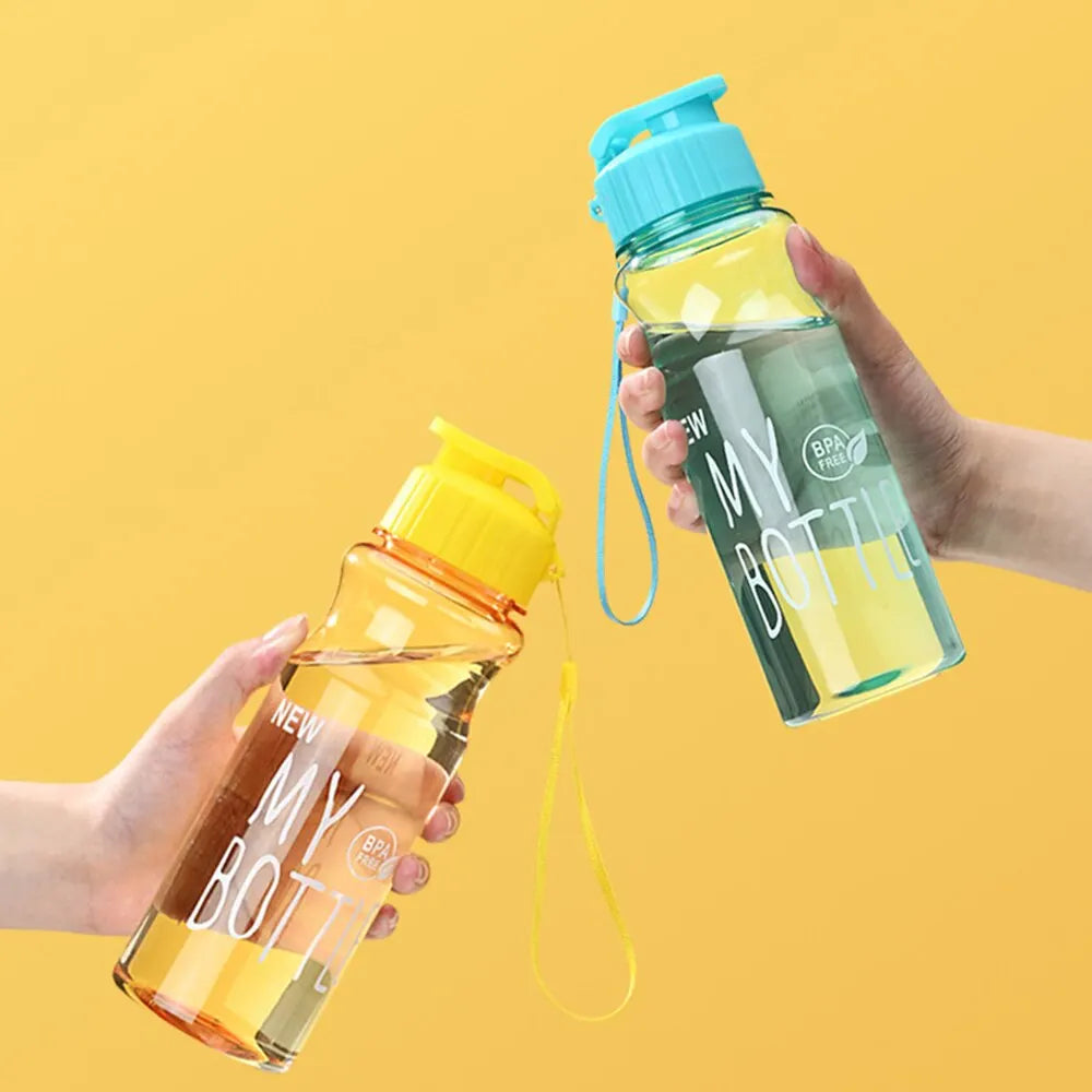 550ml Plastic Water Bottle Portable Sports Cup With Anti Drop Rope Outdoor Water Container Color Transparent Pet Flip Cover Peaceful Pleasures Health and Wellness