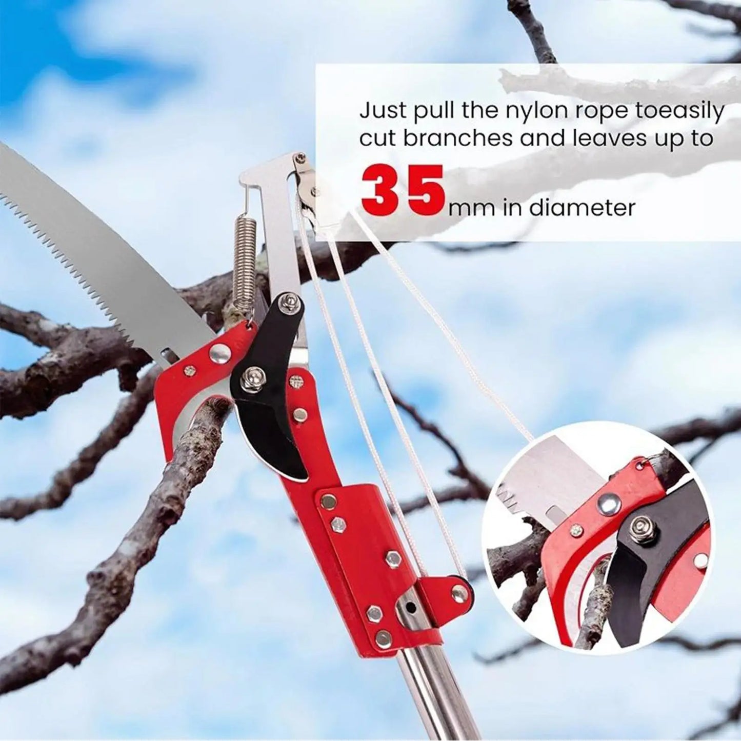 Tree Pole Saw Telescoping Lightweight Branch Trimming Tool for Backyard Orchards Flowers Vineyards Large Farmlands Gardening Peaceful Pleasures Health and Wellness
