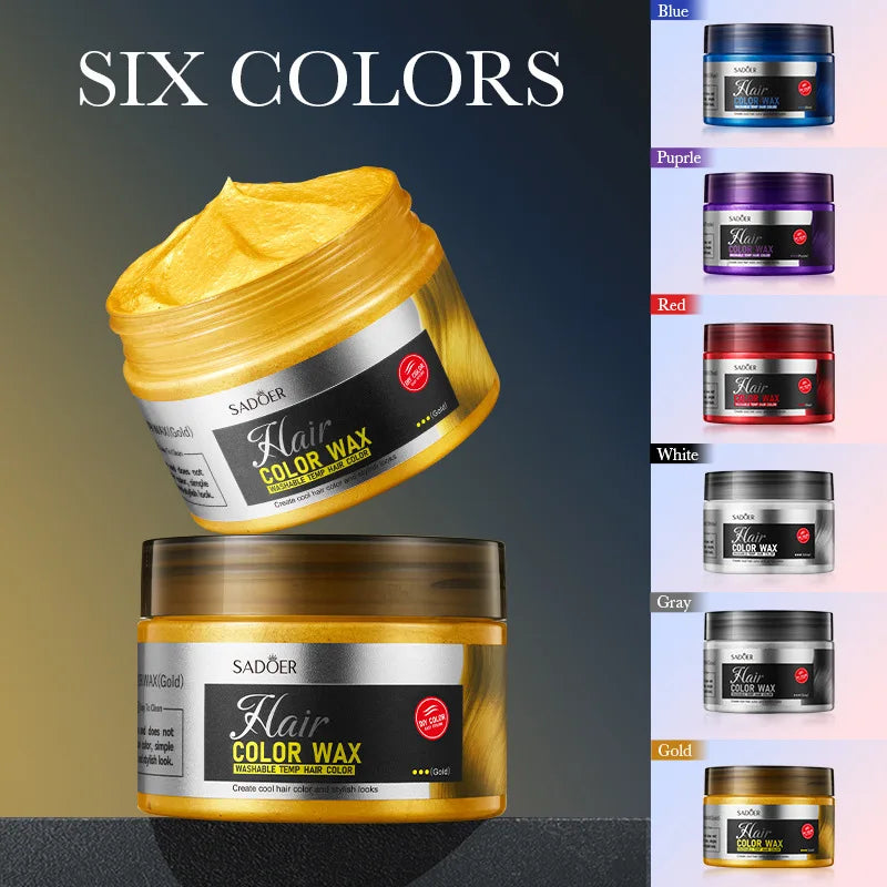 SADOER Hair Colour Wax Easy To Wash DIY Hairs Dyed Mud Long Lasting Dye for Eyebrow Beards Coloring Temporary Hair Cream Peaceful Pleasures Health and Wellness