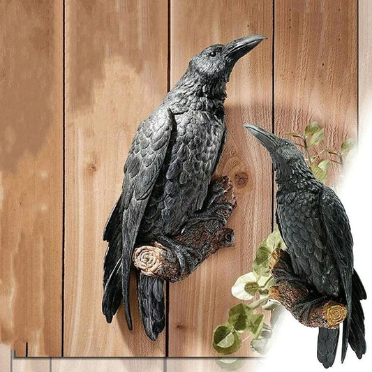 Fake Raven Resin Statue Crow Bird Sculpture Halloween Garden Peaceful Pleasures Health and Wellness