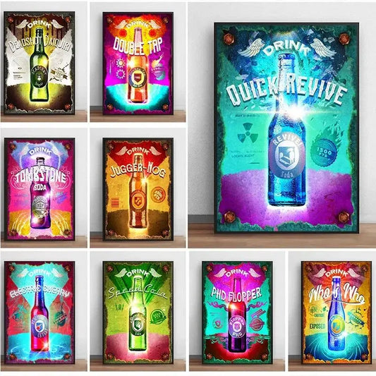 Video Game Call Of Duty Virtual Drinks Juggernog Soda Canvas Painting Abstract Wall For Gamer Home Room Decoration Cuadros Peaceful Pleasures Health and Wellness