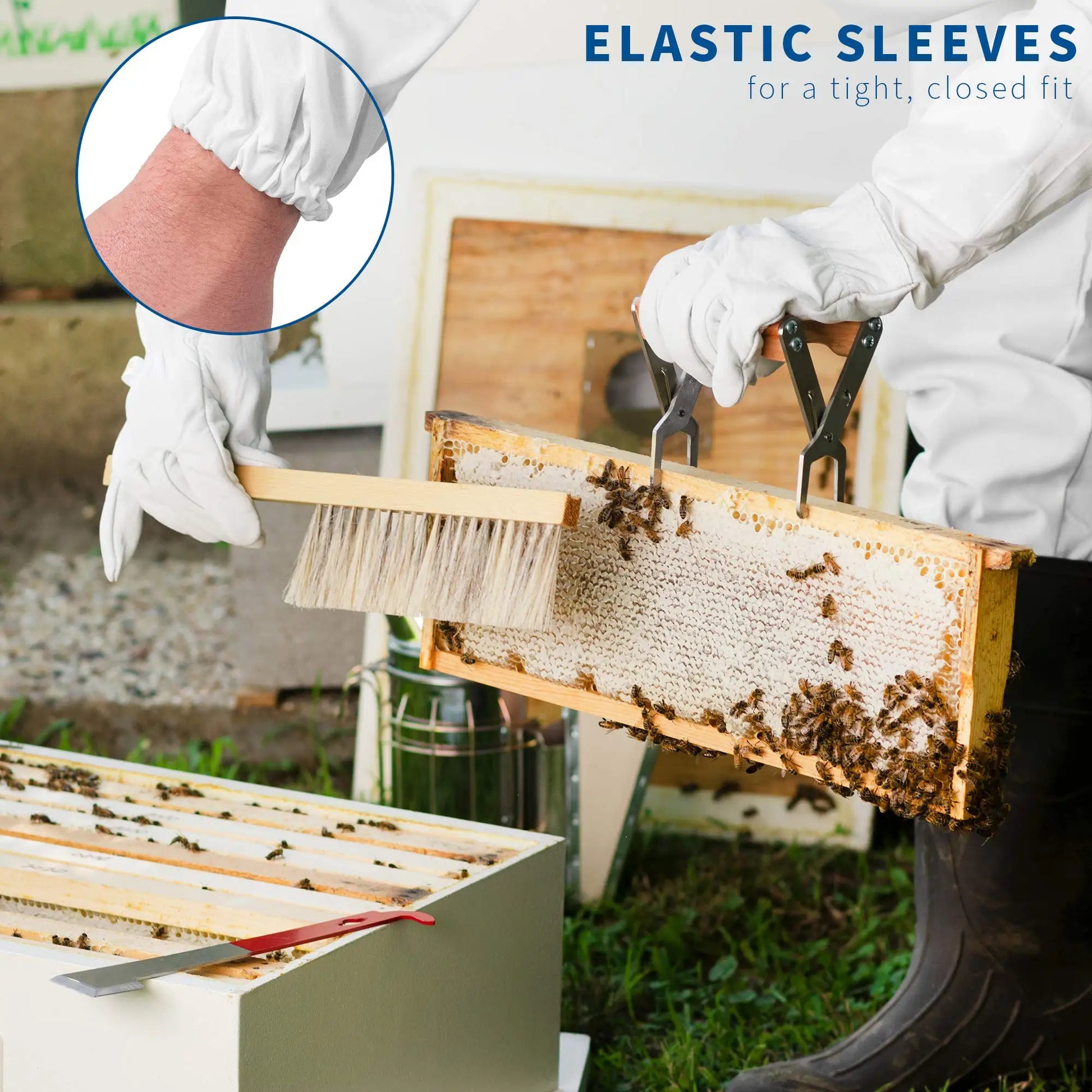 Protective Beekeeping Jacket Veil Smock Equipment Beekeeping Hat Sleeve Beekeeper Suit Apiculture Bee Dress Peaceful Pleasures Health and Wellness