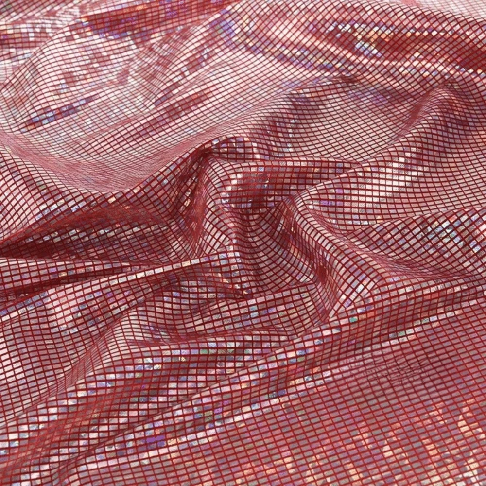 100x150cm Metallic Gold Foil Fabric Laser Colorful Sewing Material Shining Background Decorations Cloth Peaceful Pleasures Health and Wellness Red